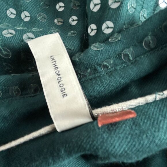 Anthropologie Pilcro Womens Sequin Button-Up Shirt Blouse Medium Green Pocket - Picture 4 of 9